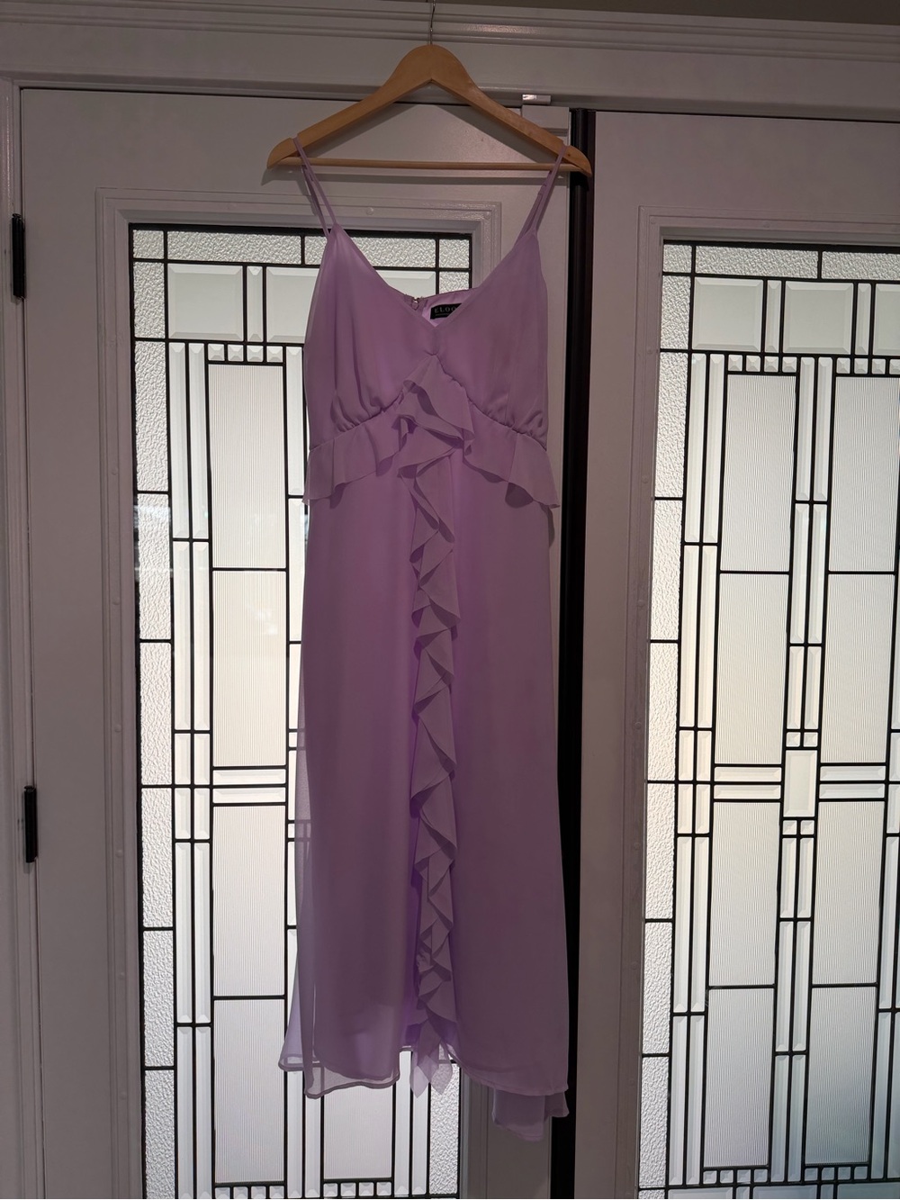 Eloquii Lilac Ruffle Maxi Dress with Spaghetti Straps